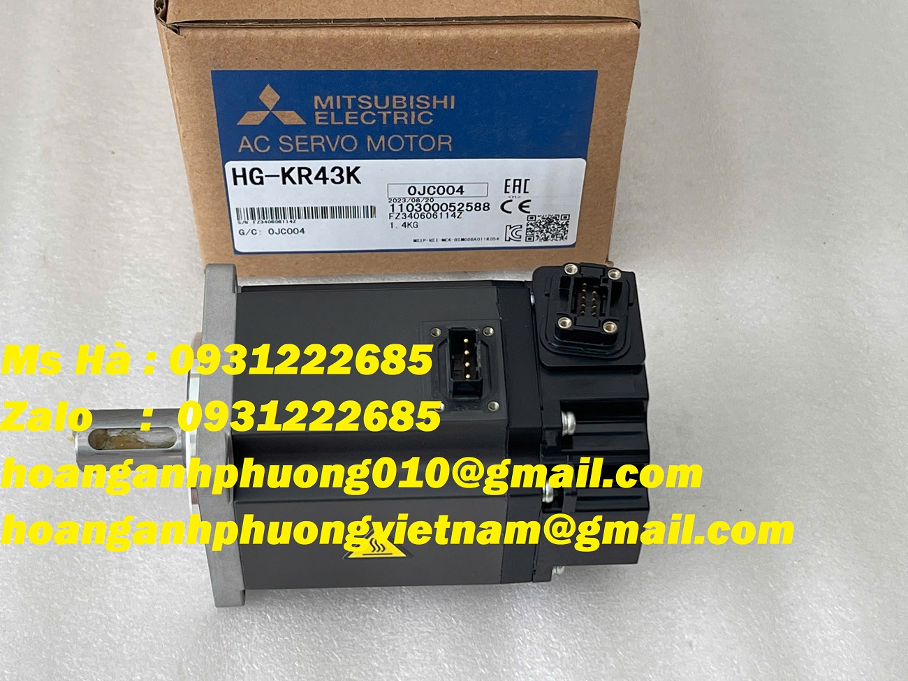 Bộ motor trục có key HG-KR43K mitsubishi nhập mới